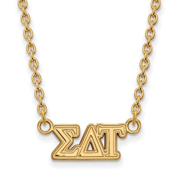 14K Plated Silver Sigma Delta Tau Medium Necklace - Picture 1 of 4